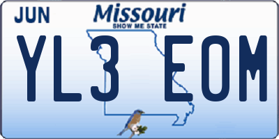 MO license plate YL3E0M