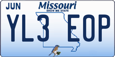 MO license plate YL3E0P