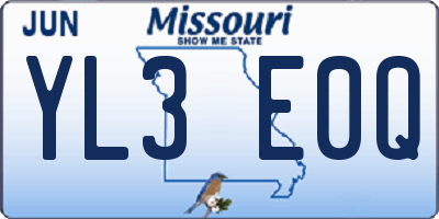 MO license plate YL3E0Q