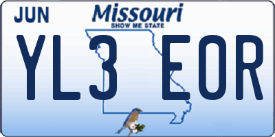MO license plate YL3E0R