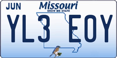 MO license plate YL3E0Y