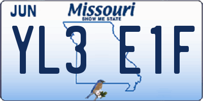MO license plate YL3E1F
