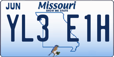 MO license plate YL3E1H