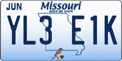 MO license plate YL3E1K
