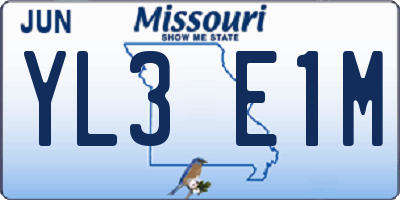 MO license plate YL3E1M