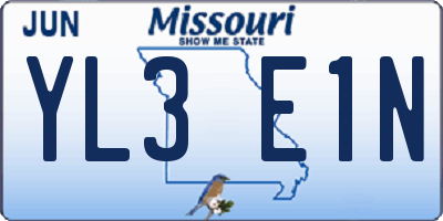 MO license plate YL3E1N