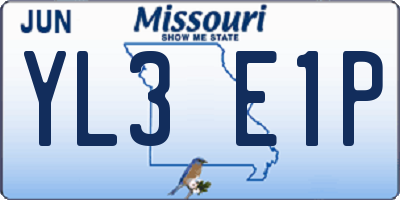MO license plate YL3E1P