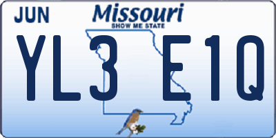 MO license plate YL3E1Q