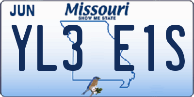 MO license plate YL3E1S