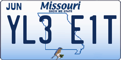 MO license plate YL3E1T