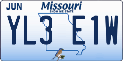 MO license plate YL3E1W