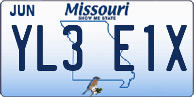 MO license plate YL3E1X
