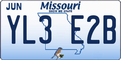 MO license plate YL3E2B
