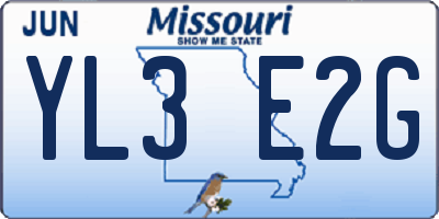 MO license plate YL3E2G