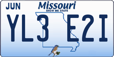 MO license plate YL3E2I