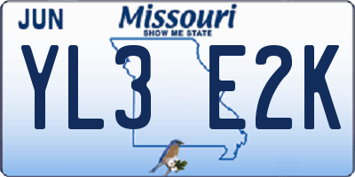 MO license plate YL3E2K