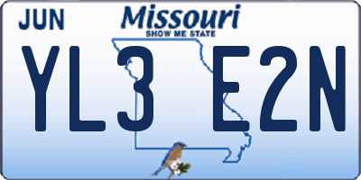 MO license plate YL3E2N