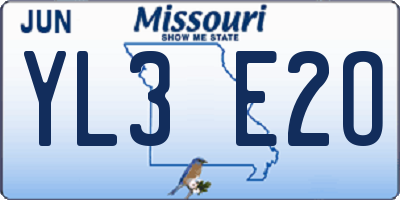 MO license plate YL3E2O