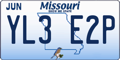 MO license plate YL3E2P
