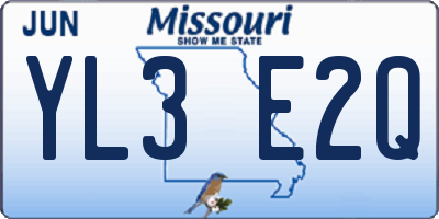 MO license plate YL3E2Q