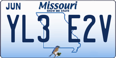 MO license plate YL3E2V
