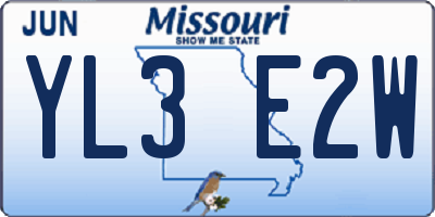 MO license plate YL3E2W