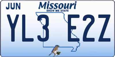 MO license plate YL3E2Z