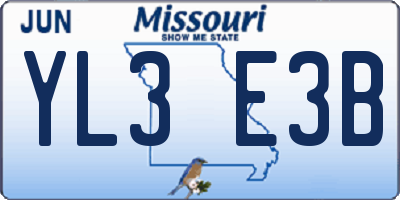 MO license plate YL3E3B