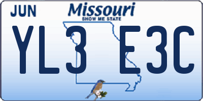 MO license plate YL3E3C