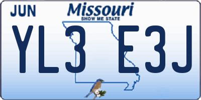 MO license plate YL3E3J