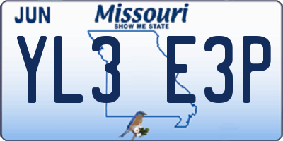 MO license plate YL3E3P