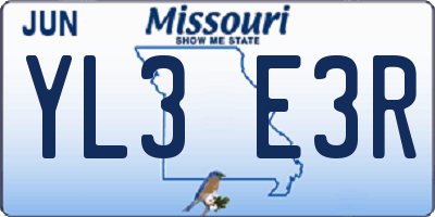 MO license plate YL3E3R