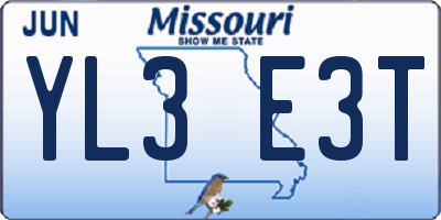 MO license plate YL3E3T