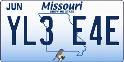 MO license plate YL3E4E