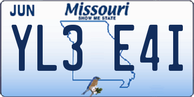 MO license plate YL3E4I