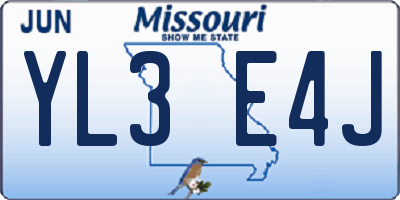 MO license plate YL3E4J