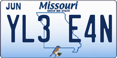 MO license plate YL3E4N