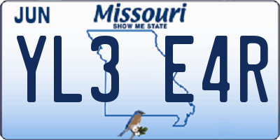 MO license plate YL3E4R