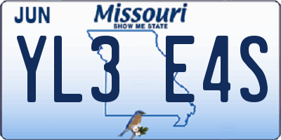 MO license plate YL3E4S