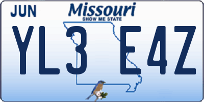 MO license plate YL3E4Z
