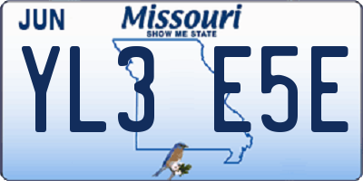 MO license plate YL3E5E