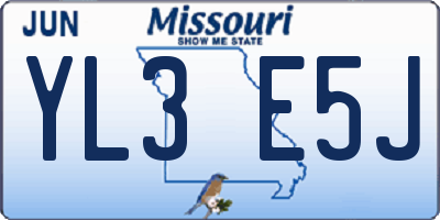 MO license plate YL3E5J
