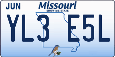 MO license plate YL3E5L