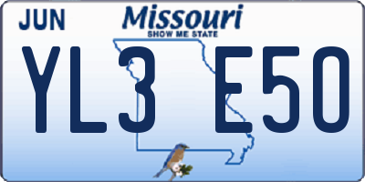 MO license plate YL3E5O