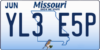 MO license plate YL3E5P