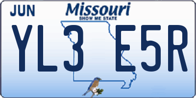 MO license plate YL3E5R