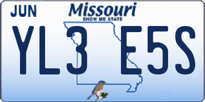 MO license plate YL3E5S