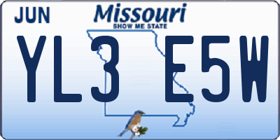 MO license plate YL3E5W