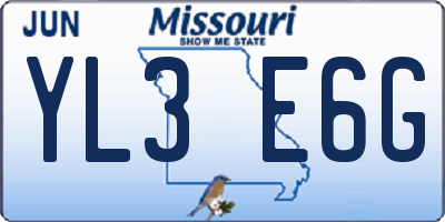 MO license plate YL3E6G