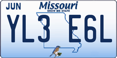 MO license plate YL3E6L